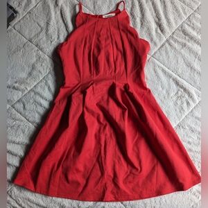 Elegant Red Halter Dress